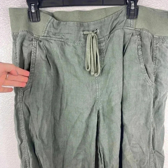 Athleta 100% Linen Reverie Jasper Green Pants Sweatpants Womens 14 Lightweight - Picture 7 of 12
